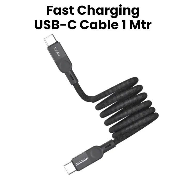 Momax Elite Mag Link 100W USB-C to USB-C Magnetic Cable 1M Black