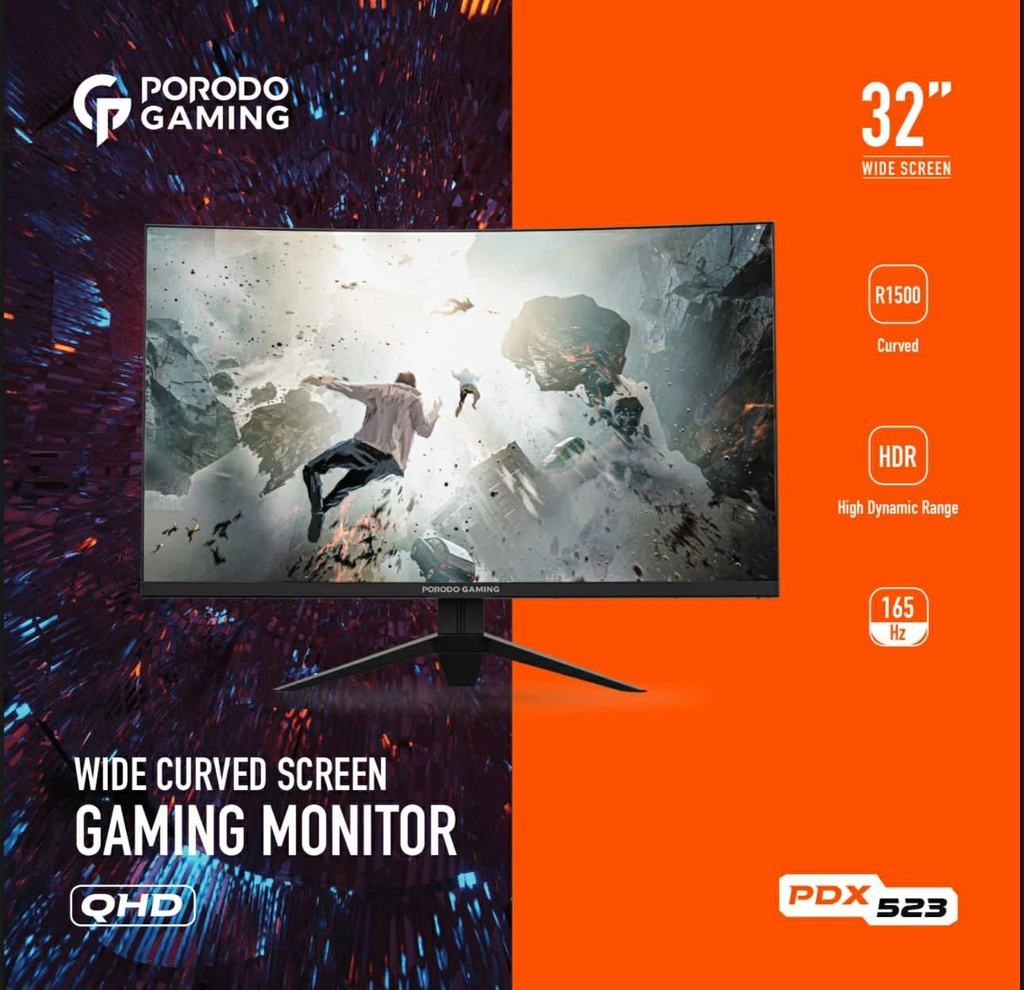 Porodo Gaming Wide Screen Gaming Monitor 32" 165Hz - Black
