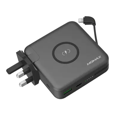 Momax Q.Power Plug Wireless Portable Pd Charger & Power Bank 6700mah Black