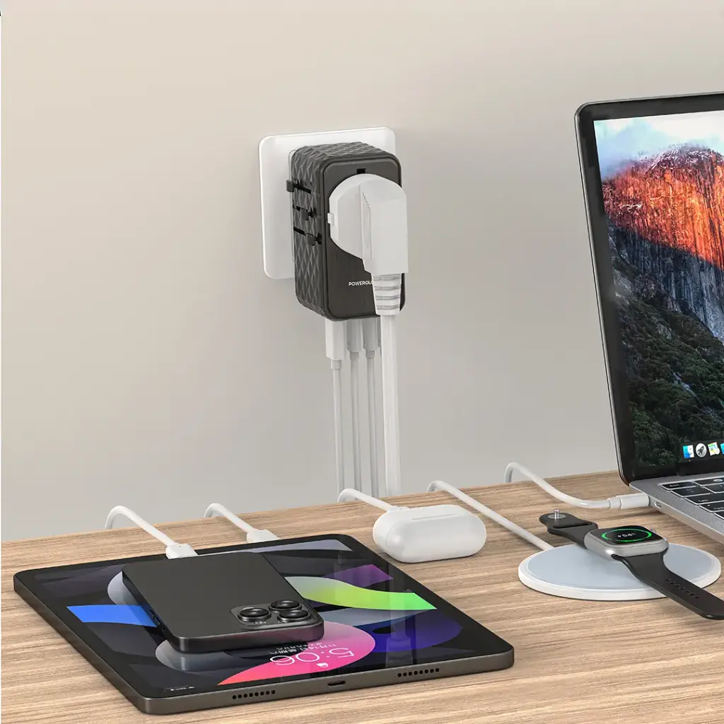 POWEROLOGY GAN 170W UNIVERSAL CHARGER 4-PORTS FAST CHARGING+AC