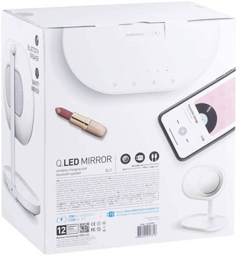 Momax Q Led Mirror Wireless Charger+Bluetooth Speaker
