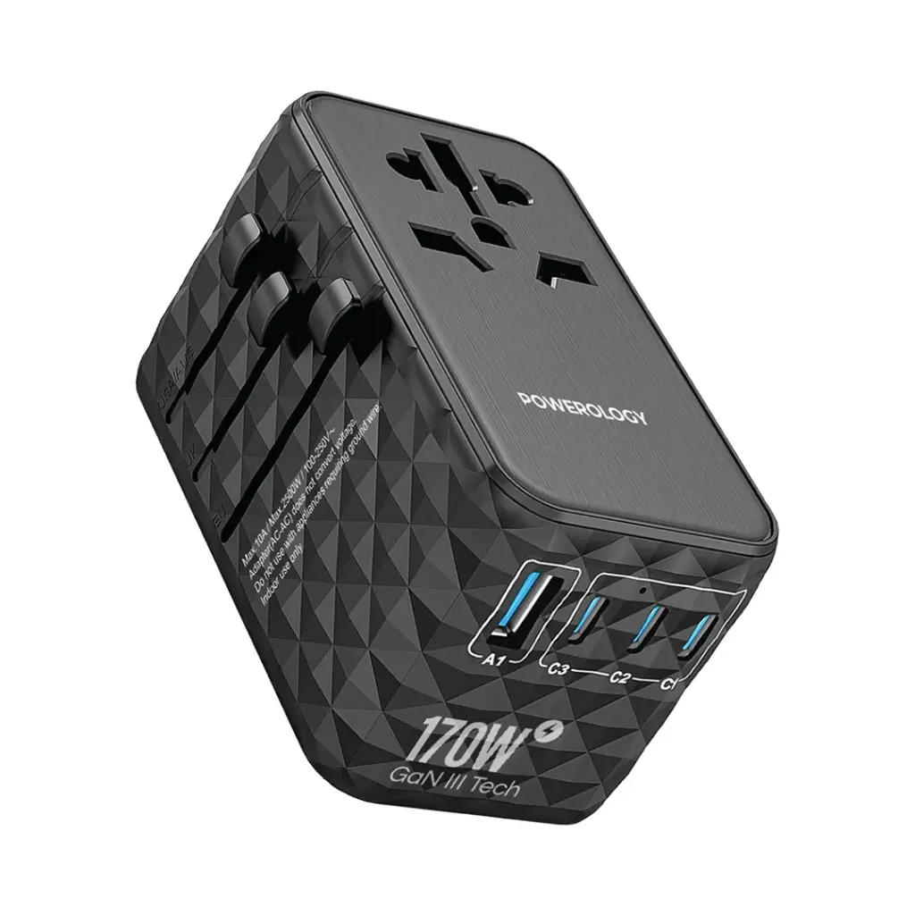 POWEROLOGY GAN 170W UNIVERSAL CHARGER 4-PORTS FAST CHARGING+AC