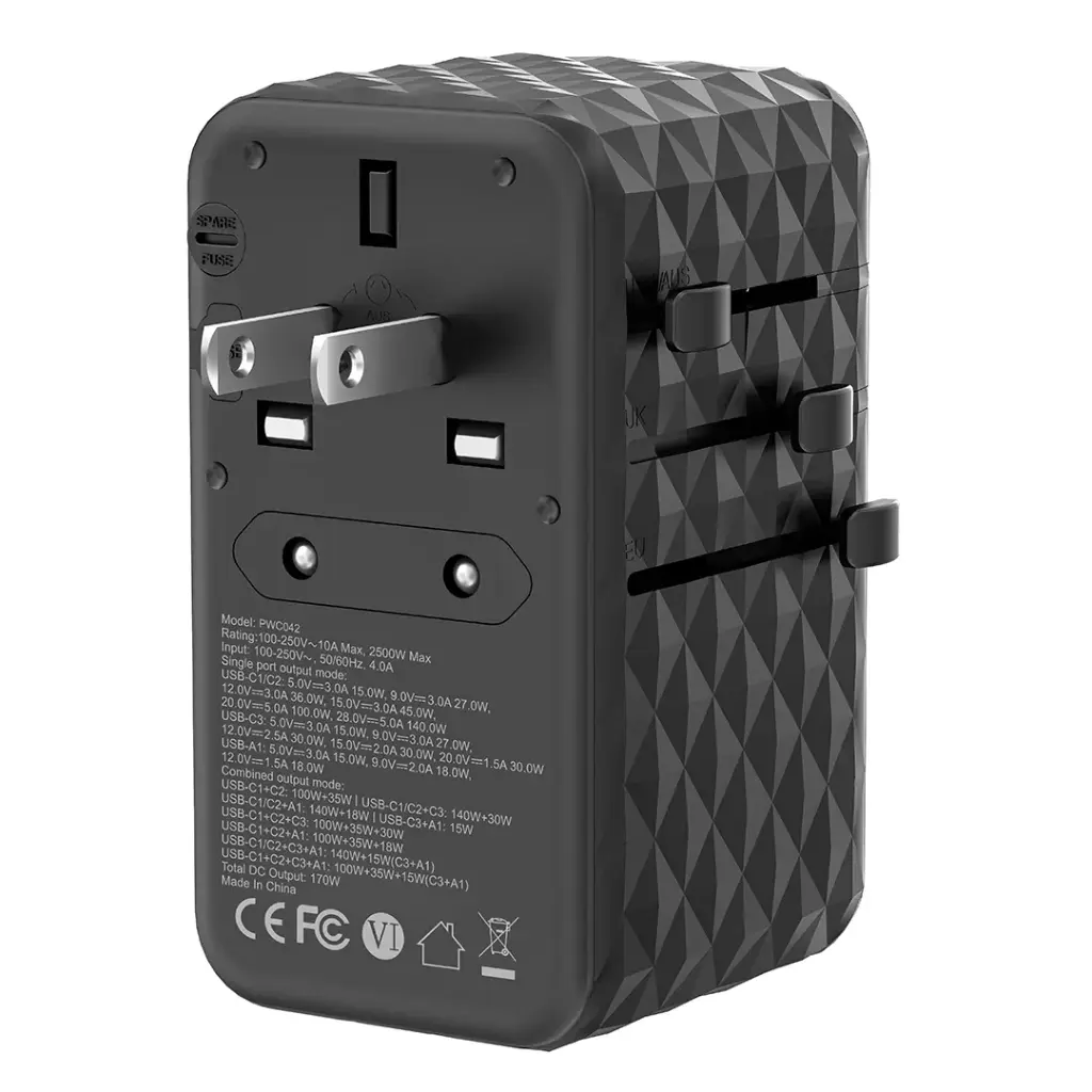 POWEROLOGY GAN 170W UNIVERSAL CHARGER 4-PORTS FAST CHARGING+AC