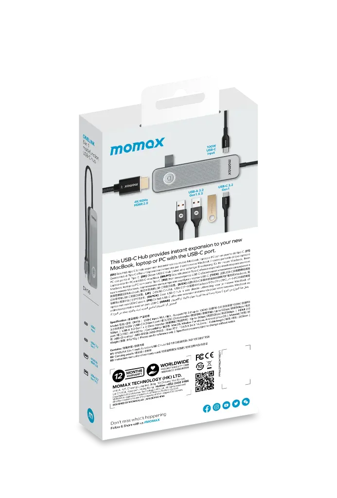 Momax Onelink 6in1 Multi-Function Usb-C Hub