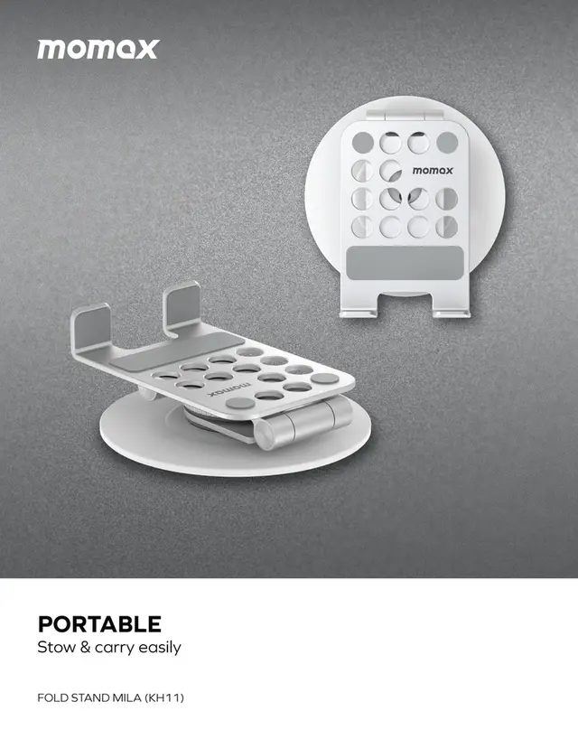 Momax Fold Stand Rotatable Phone Stand Silver