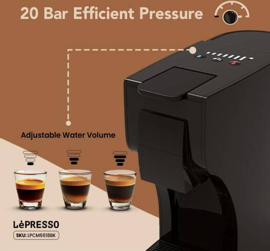 LePresso Trezza Multi-Capsule Coffee Machine 20 Bar, Compatible with Nespresso/Dolce Gusto/Powde