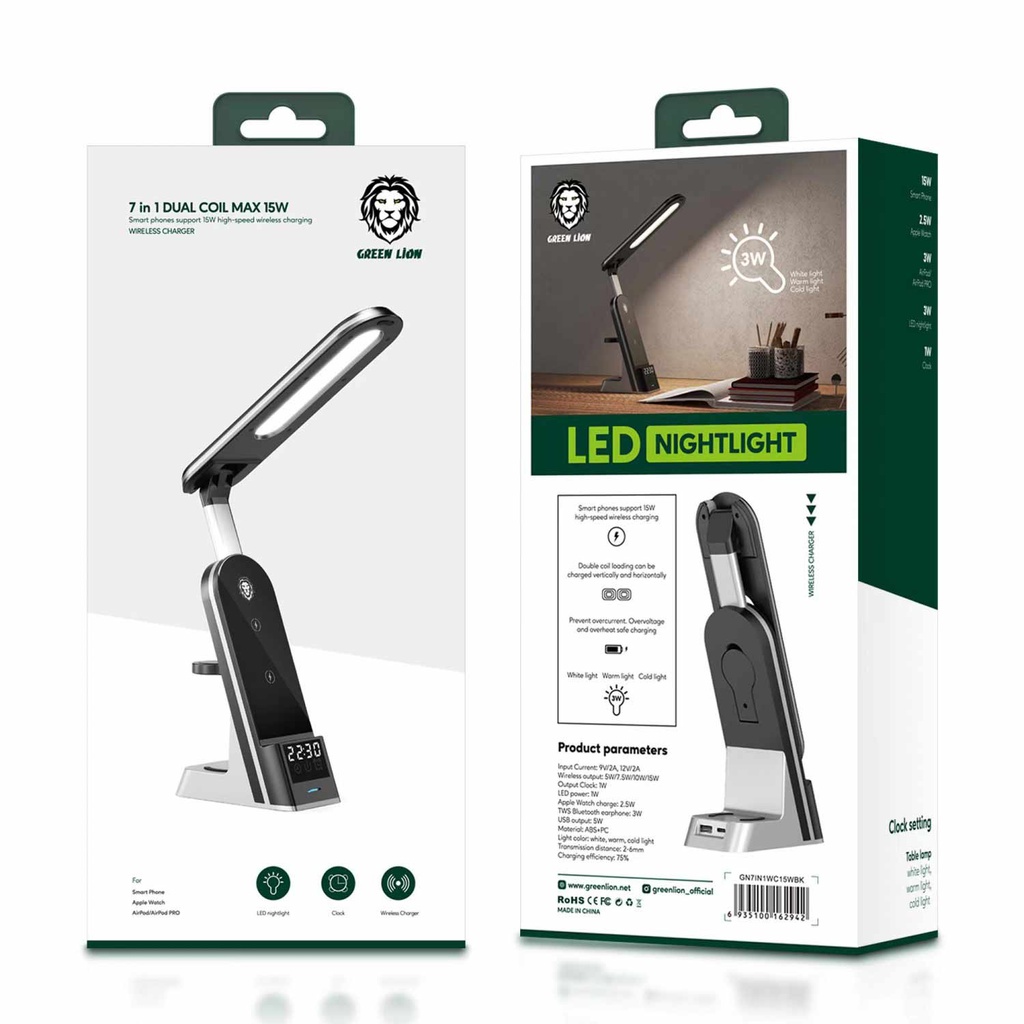 Green Lion 7 IN 1 Dual Coil Max 15W Wireless Charger