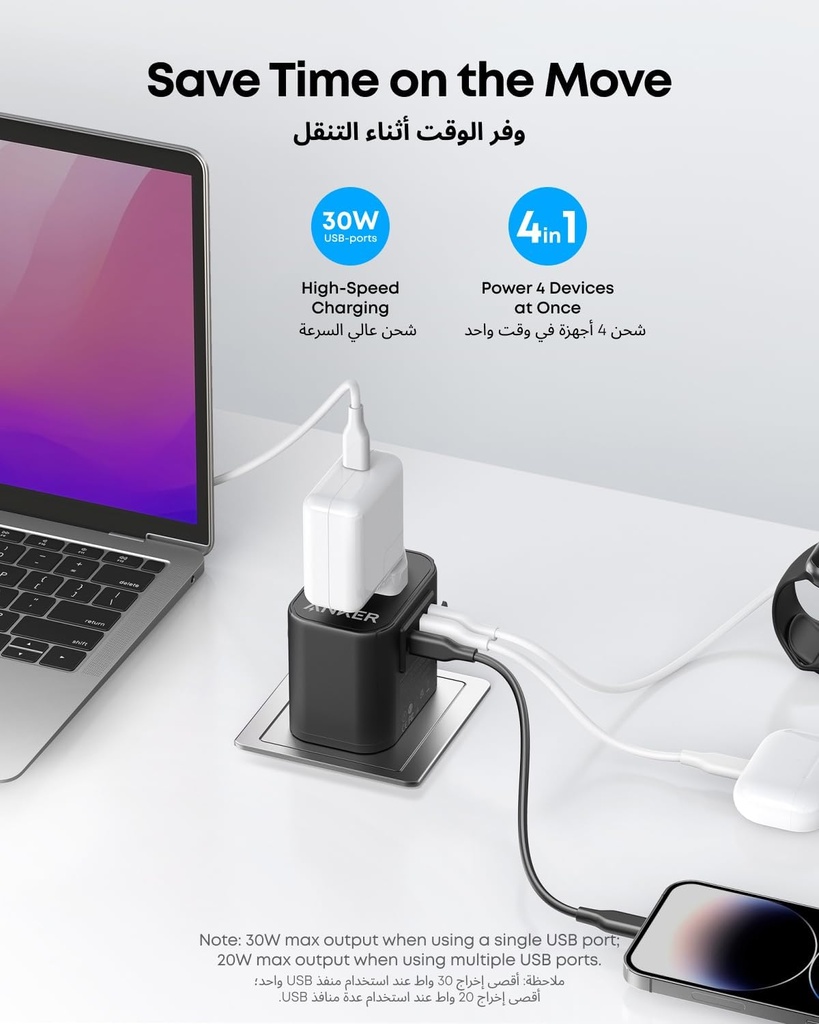 Anker 312 Outlet Powerextender USB-C Travel  Adapter