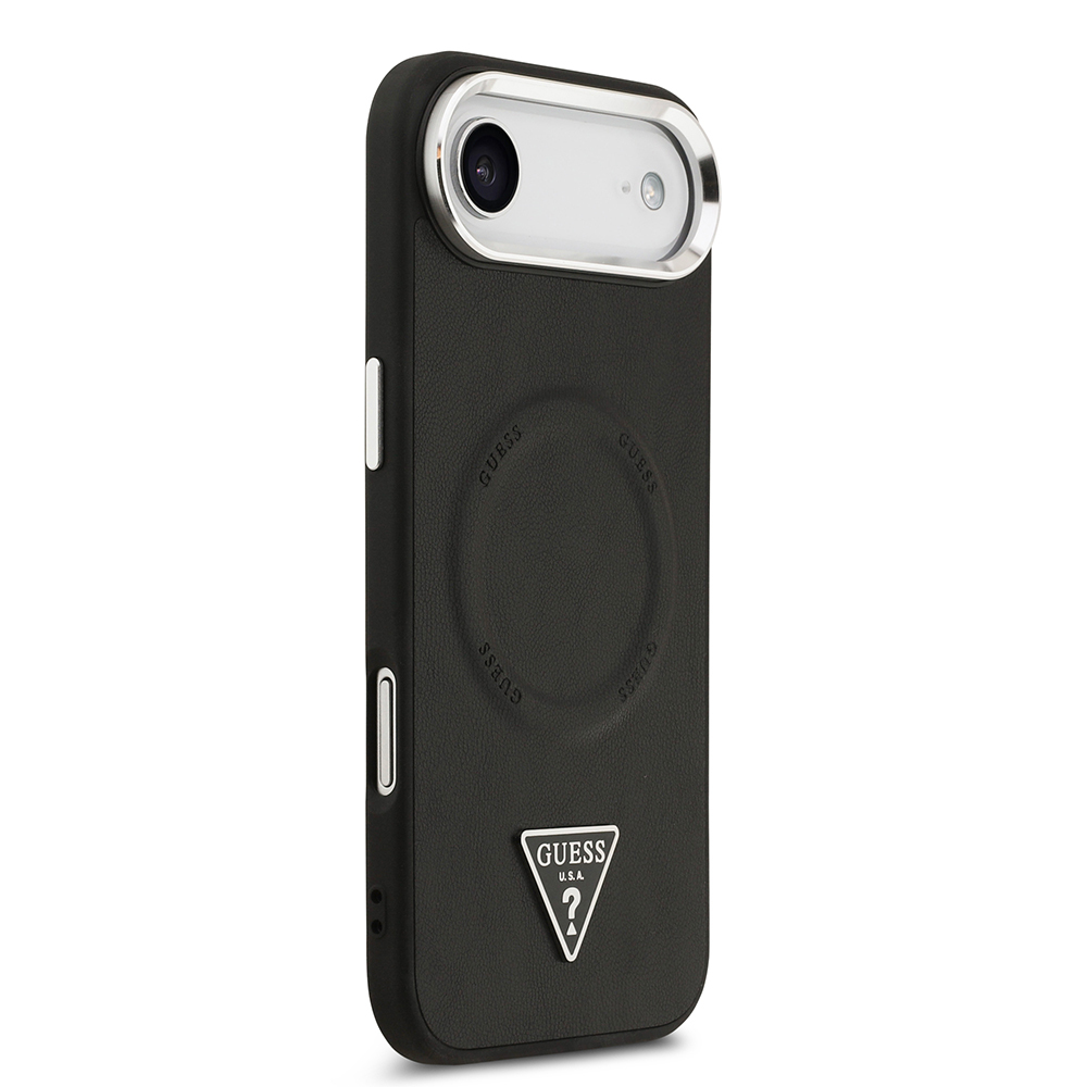 Apple iPhone 17 Air Case Guess Original M-safe PU Leather Metal Camera Frame Triangle Logo Cover