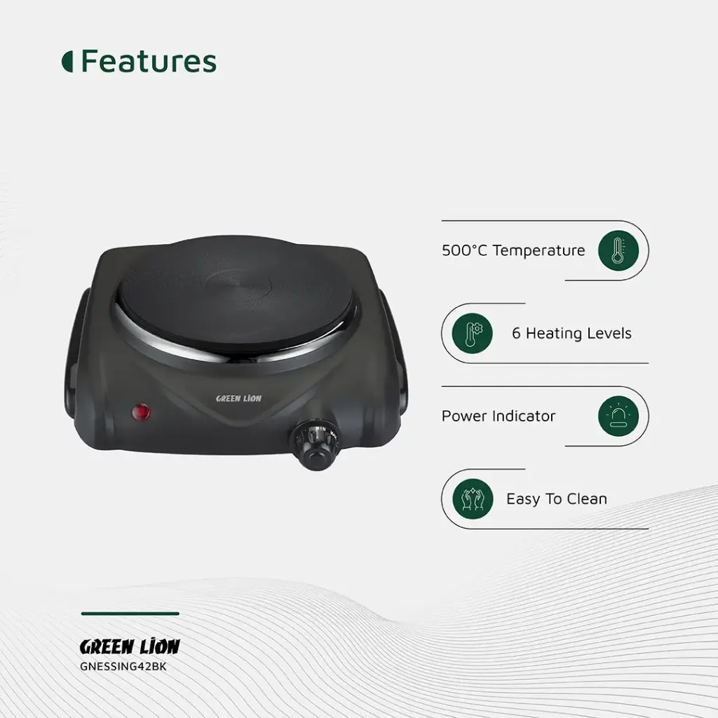 Green Lion Electric Stove Single Hot Plate - Black