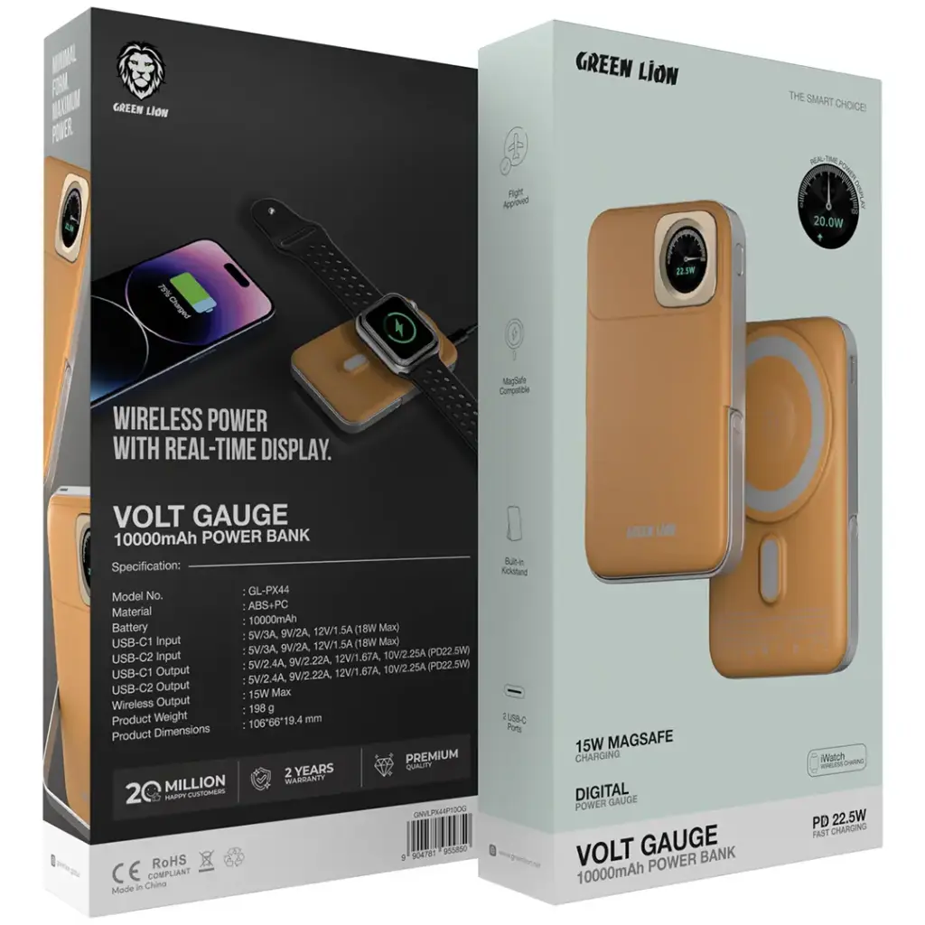 Green Lion Volt Gauge 10000mAh Power Bank PD 22.5W - Orang