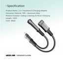 Green Lion Earphone Adapter (12cm) Lightning To Lightning (Charging) + 3.5 (Audio)