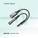 Green Lion Earphone Adapter (12cm) Lightning To Lightning (Charging) + 3.5 (Audio)