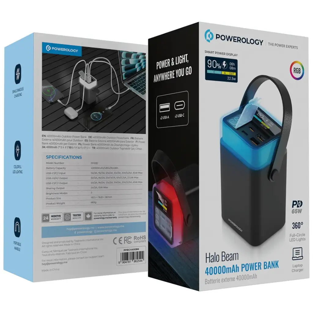 Powerology Halo Beam 40000mah Power Bank 