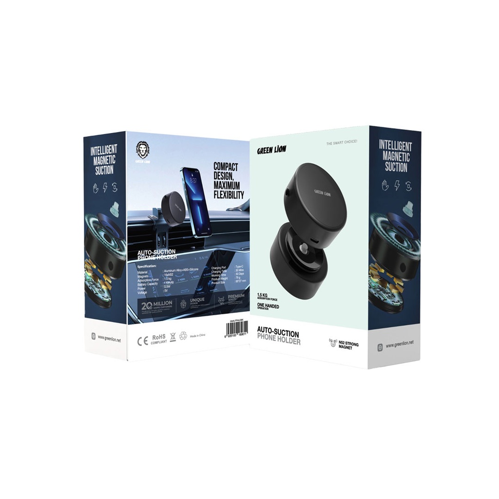 Green Lion Auto-Suction Phone Holder - Black