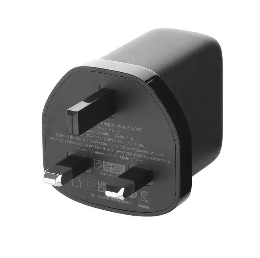 Anker, 313 USB-C Charger, 45 Watts, Black