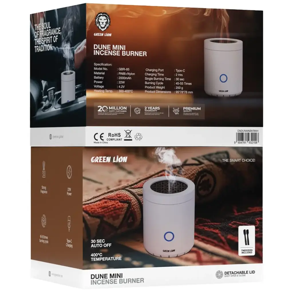 Green Lion Dune Mini Incense Burner - White