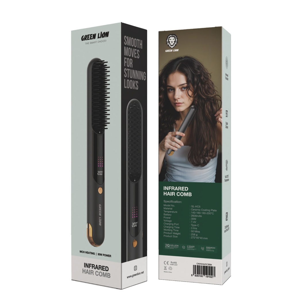 Green Lion Infrared Hair Comb - Black