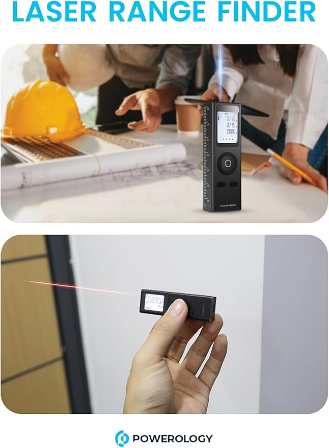 Powerology 30M Distance-Smart Laser Measurement Tool (P30MLRFBK)