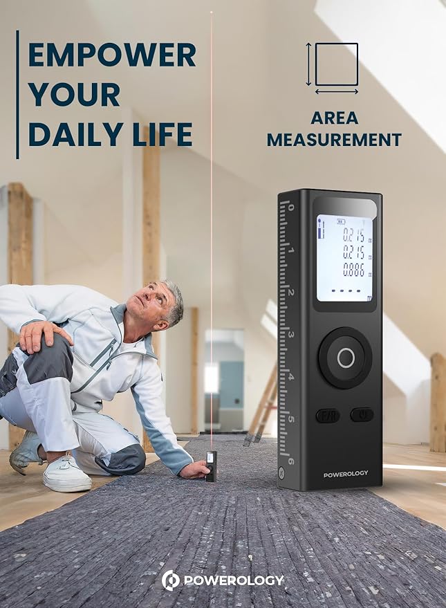 Powerology 30M Distance-Smart Laser Measurement Tool (P30MLRFBK)