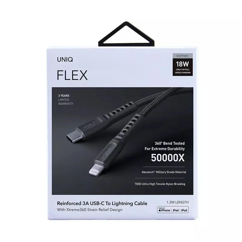Uniq Flex USB C To Lightning Strain Relief Cable 1.2m