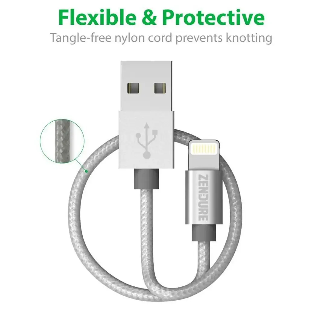 Zendure Braided Aluminum Charge/Sync Lightning Cable