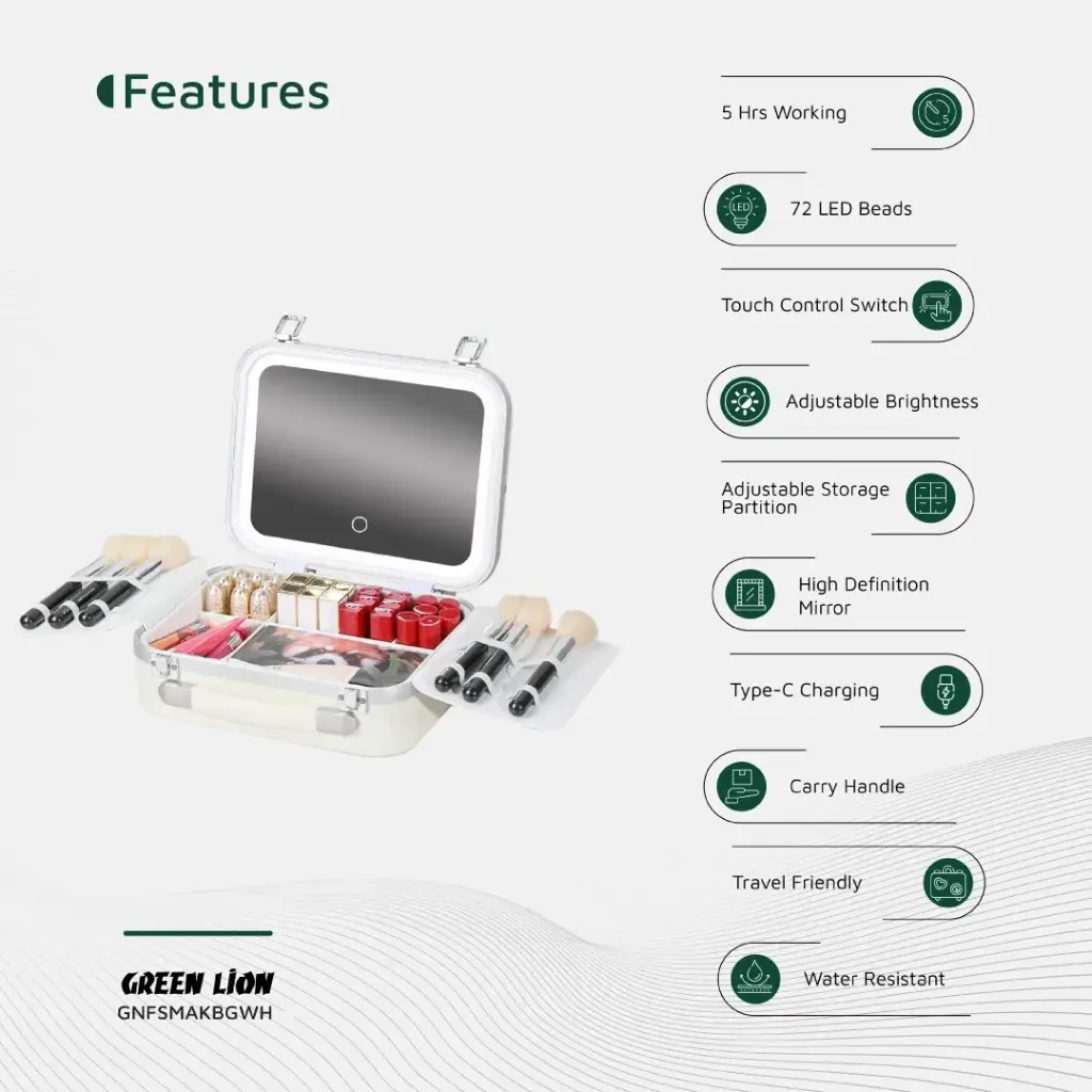 Green Lion Fest Makeup Bag - White