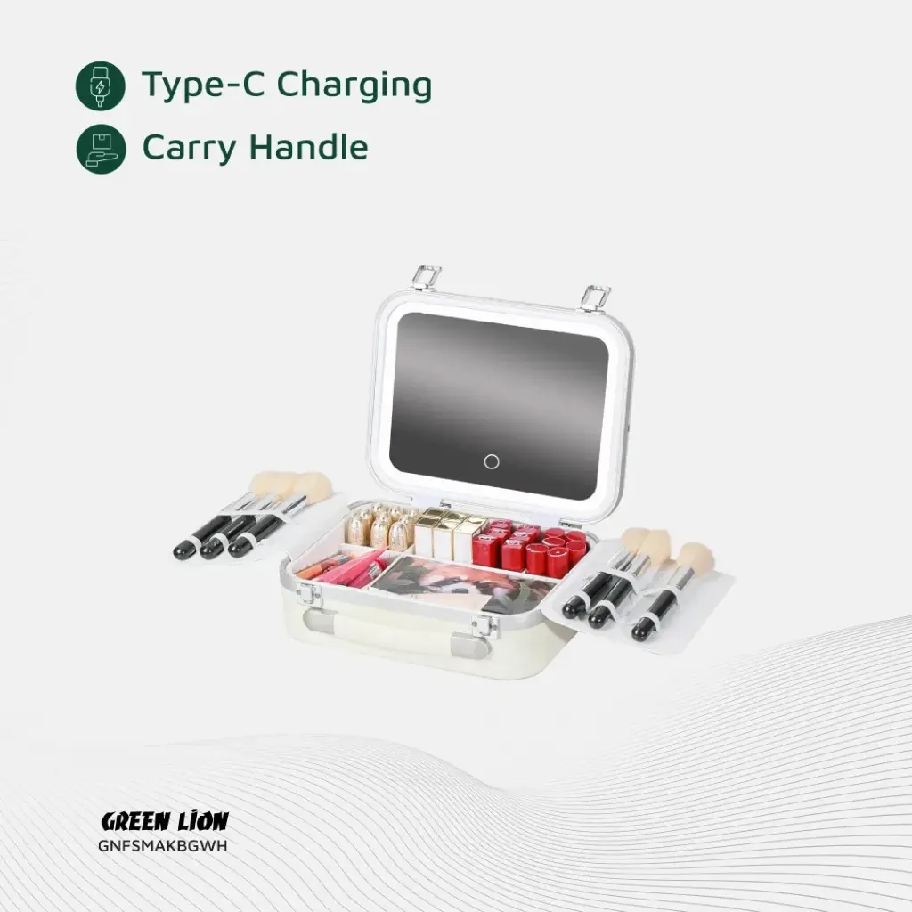 Green Lion Fest Makeup Bag - White