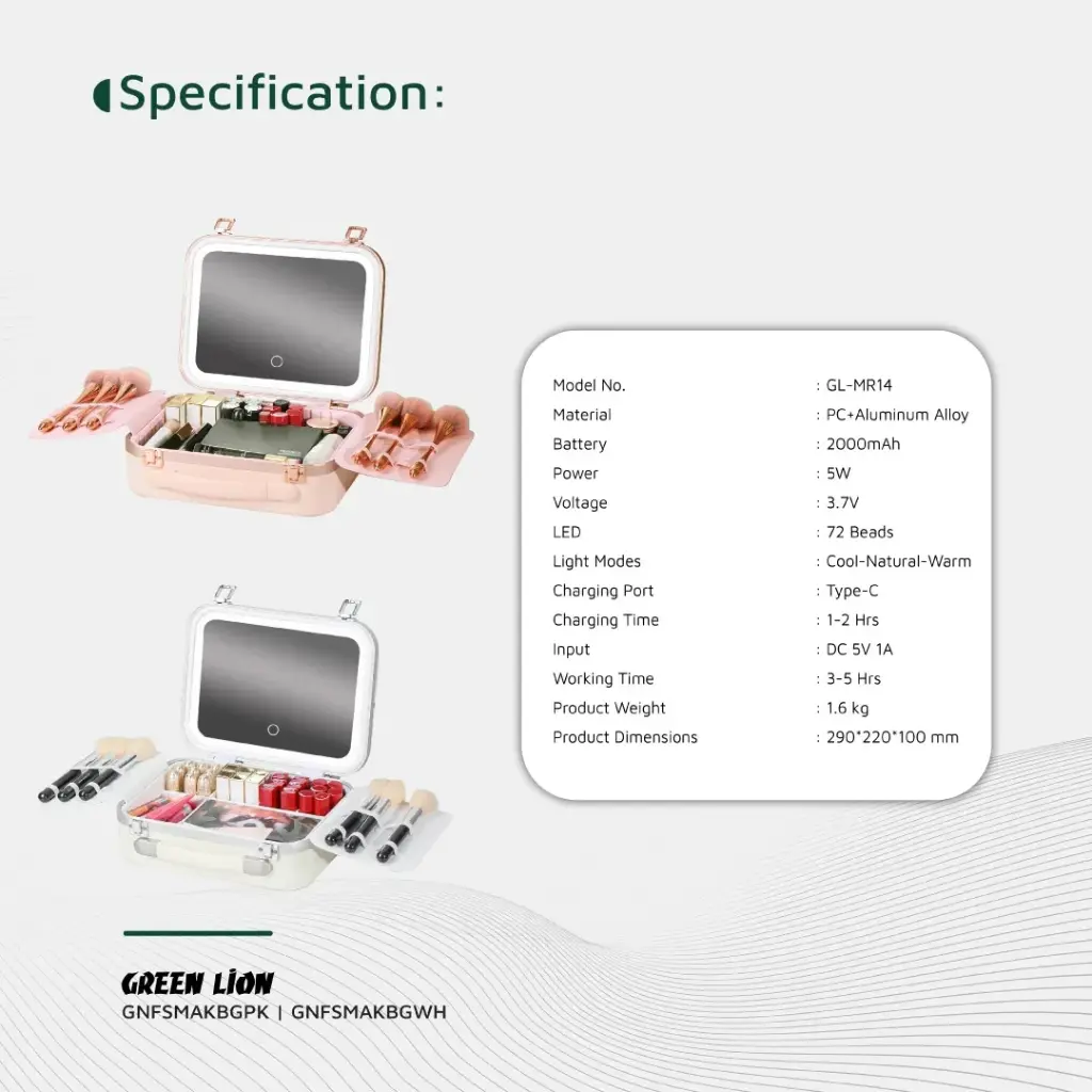 Green Lion Fest Makeup Bag - White