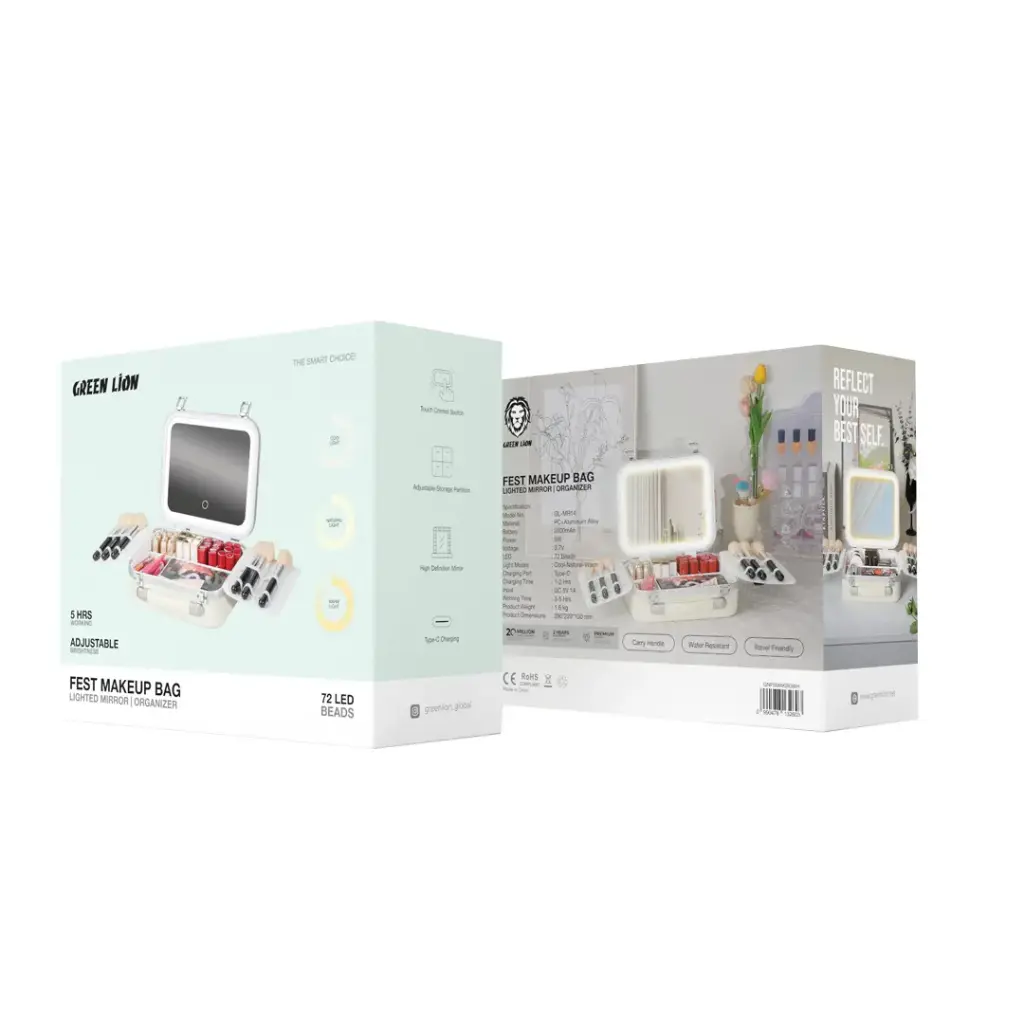 Green Lion Fest Makeup Bag - White