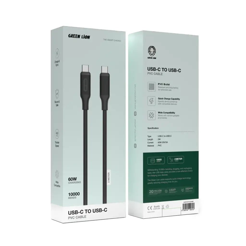 Green Lion USB-C to USB-C PVC Cable 2M