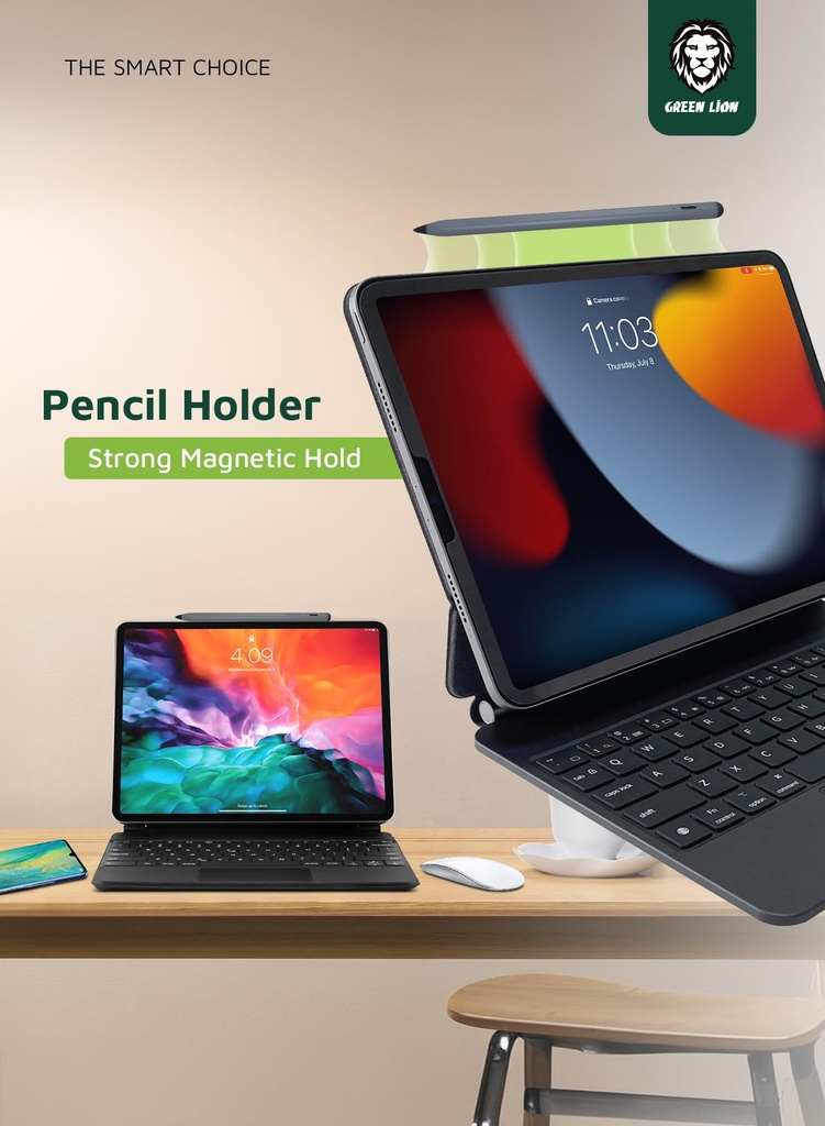 Green Lion Magic Keyboard (Arabic/English) 500mAh - iPad 10.9" 10th & iPad A16 11" - Black
