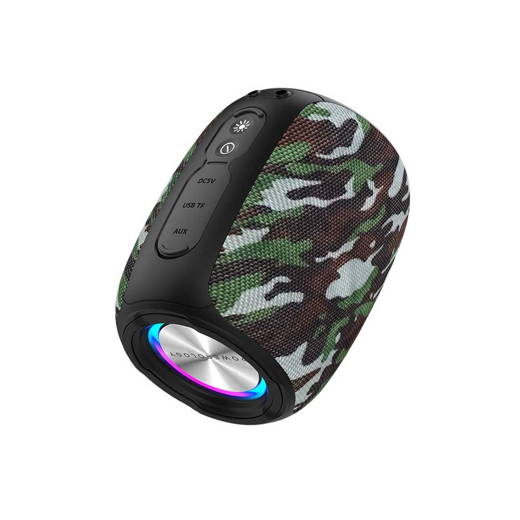 Powerology Ghost Speaker, Bluetooth 5.0, Water-Resistant, 1500mAh Battery Capacity  Camouflage