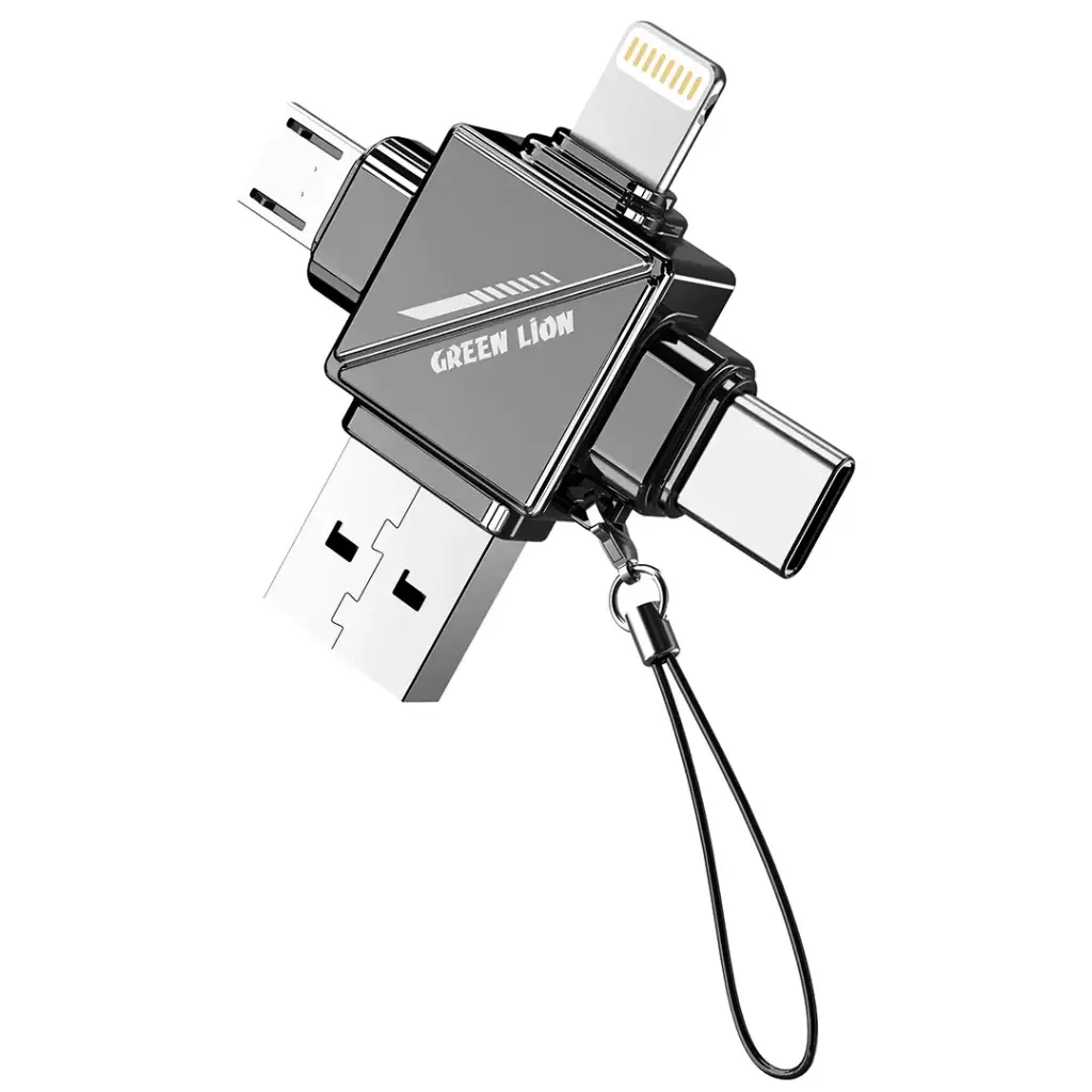 Green Lion 4 in 1 TF Card Reader - Gray