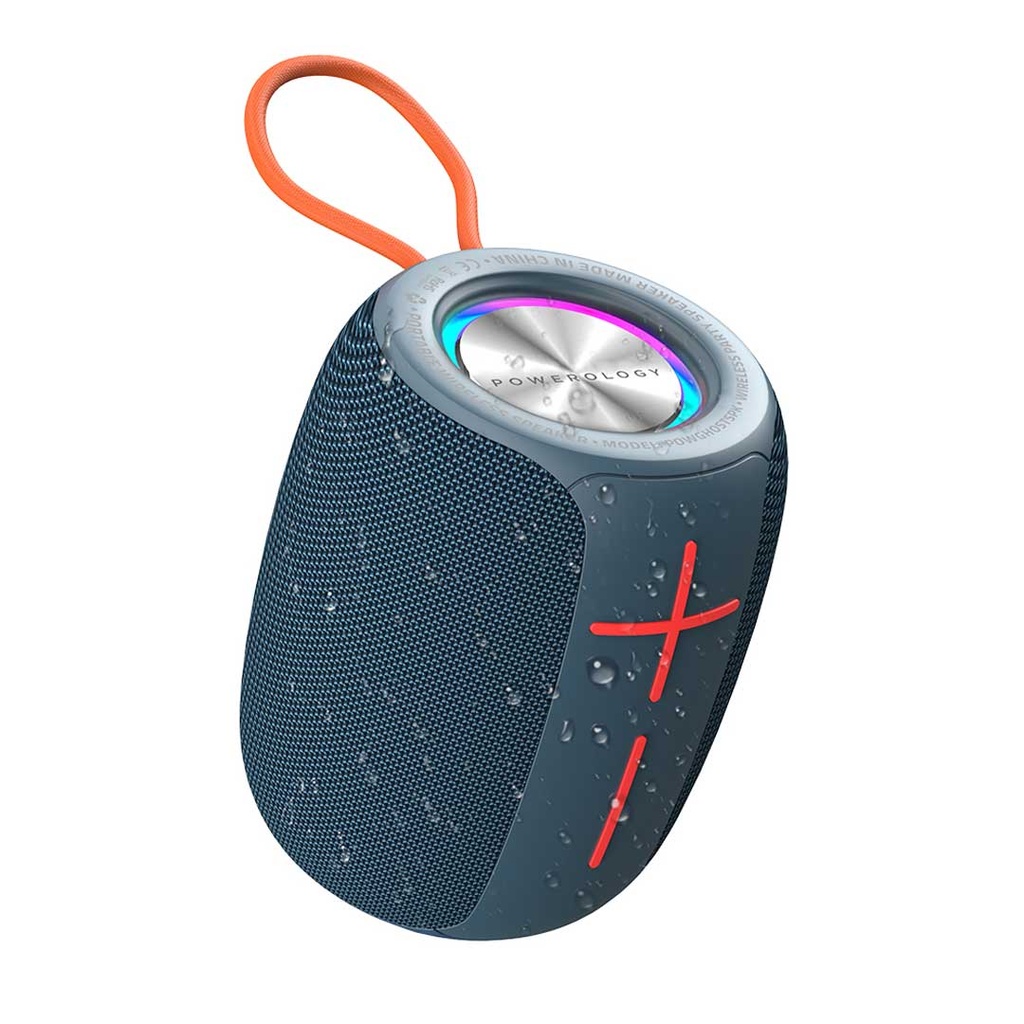 Powerology Ghost Speaker, Bluetooth 5.0, Water-Resistant, 1500mAh Battery Capacity Blue