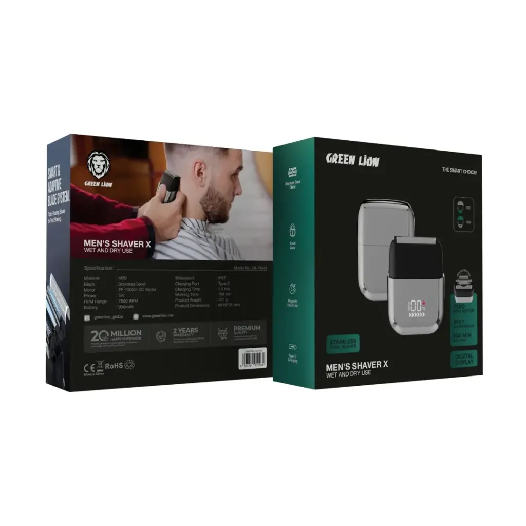 Green Lion Men's Shaver X Wet and Dry Use - Silver