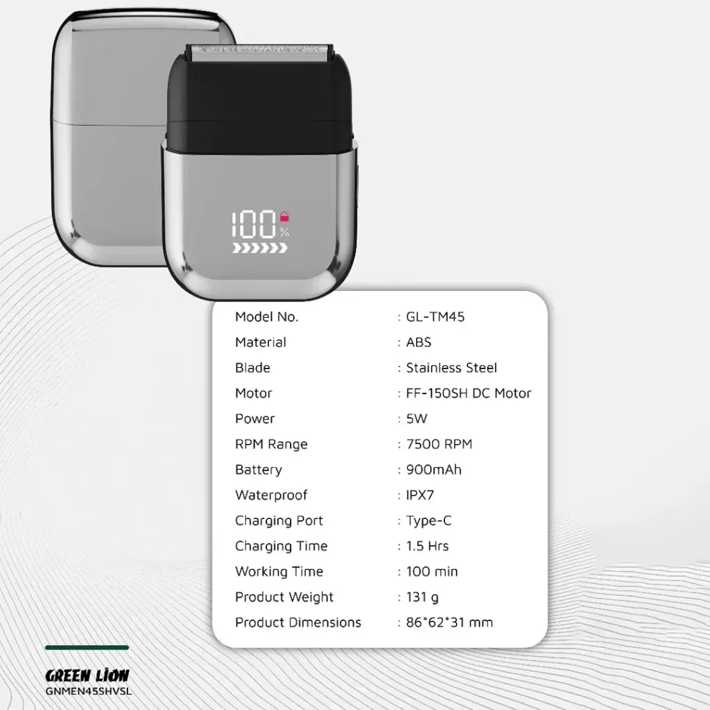 Green Lion Men's Shaver X Wet and Dry Use - Silver