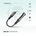 Green Lion Earphone Adapter USB-C to 3.5 Aux 12CM - Black