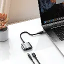 Green Lion 2 In 1 Splitter Adapter Type-C to AUX & Type-C - Grey