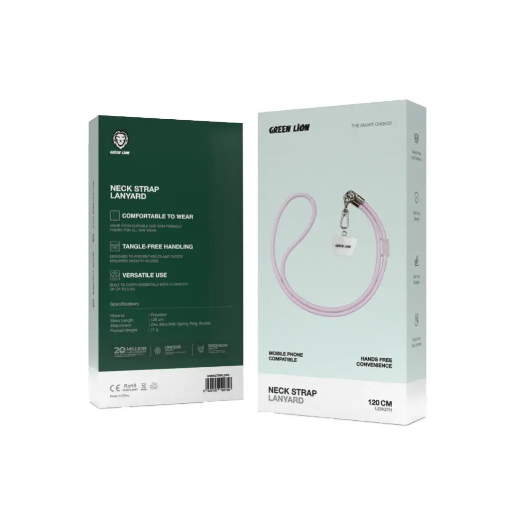 Green Lion Neck Strap Lanyard, Compatible with Mobile Phones - Pink