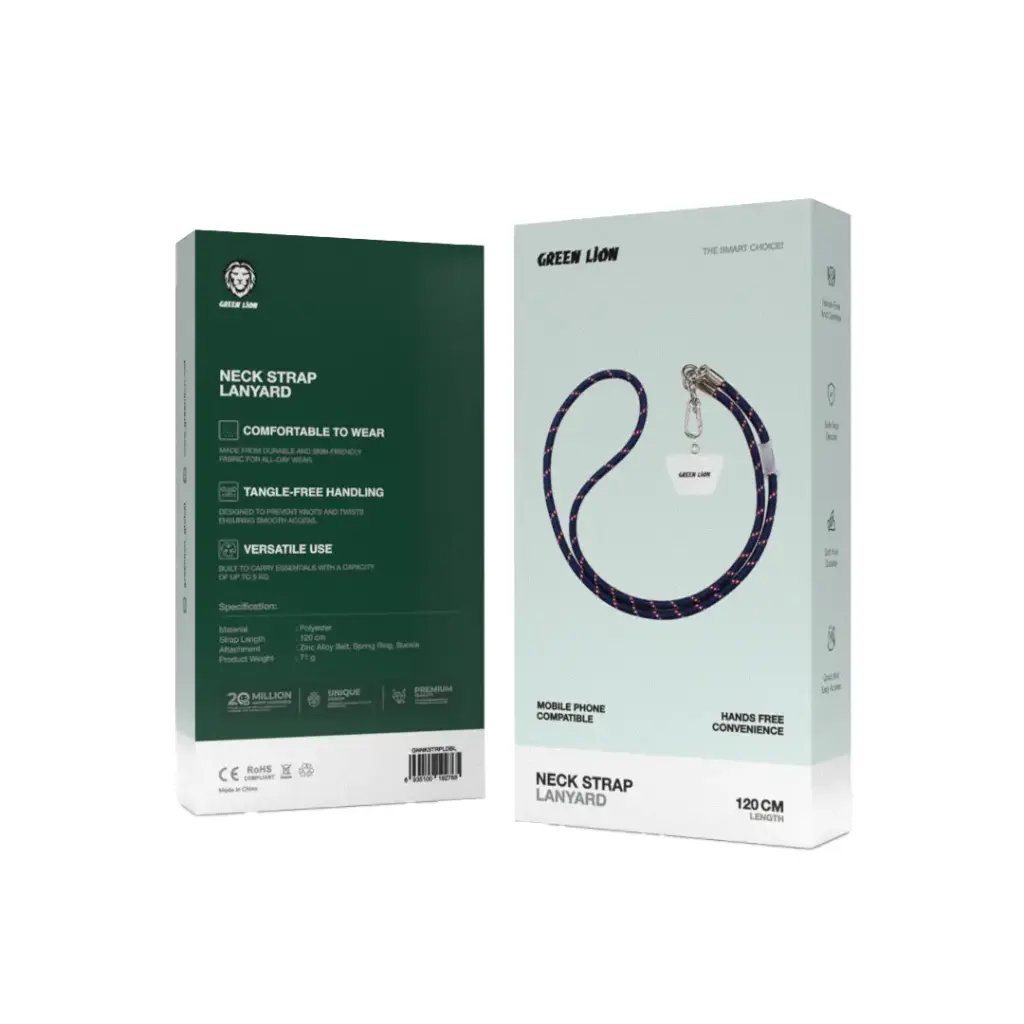 Green Lion Neck Strap Lanyard, Compatible with Mobile Phones - Dark Blue