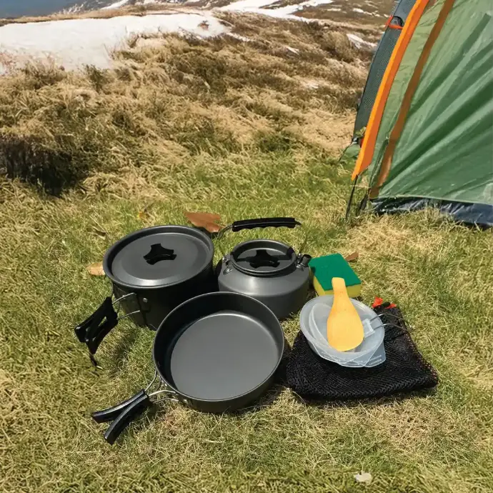 Green Lion 7 IN 1 Camping Cookware - Black