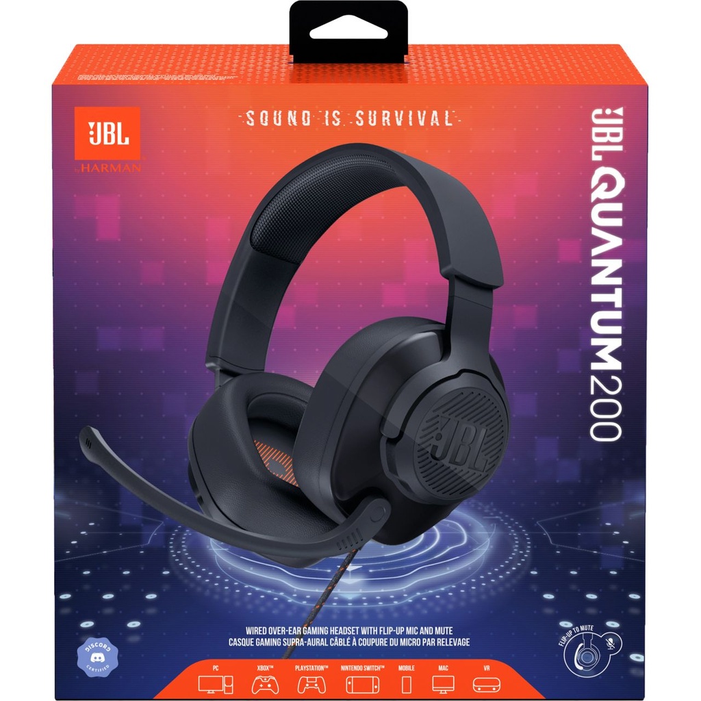 JBL Quantum 200 Wired Over-Ear Gaming Headset Black