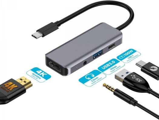 Doro 4in1 Usb-C Hub Type-C PD 100W Hdmi Usb 3.5mm
