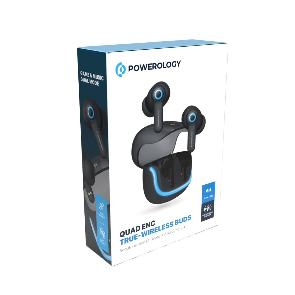 Powerology Quard Mic ENC TWS Earphone Black