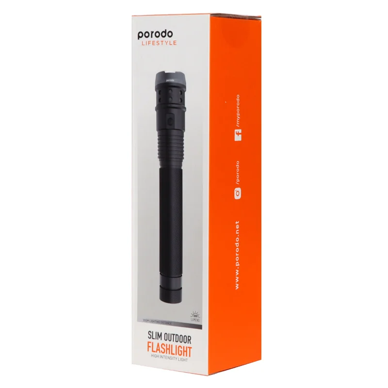 Lifestyle By Porodo Slim Outdoor Flashlight High Intensity Light