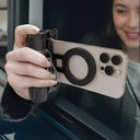 Porodo Quad Base Selfie Stick with 360° Full Angle Rotation, Strong Magnet - Black