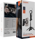 Porodo Quad Base Selfie Stick with 360° Full Angle Rotation, Strong Magnet - Black