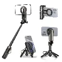 Porodo Quad Base Selfie Stick with 360° Full Angle Rotation, Strong Magnet - Black