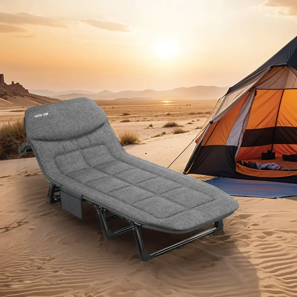 Green Lion Foldable Camping Bed - Gray